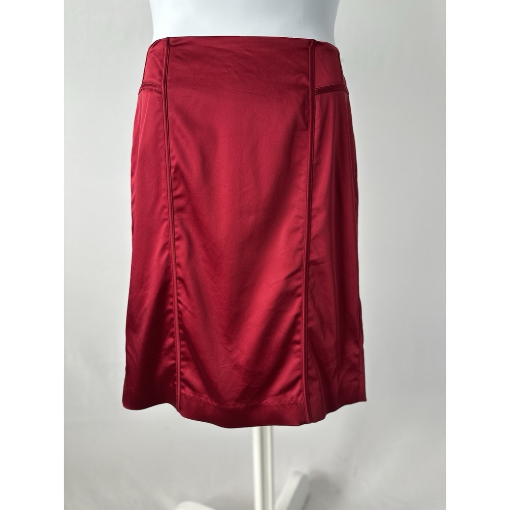 WHBM White House Black Market Crimson Red Sz: 14 Spandex Like Pencil Skirt (b64)